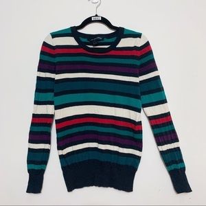 French Connection Striped Sweater Angora Blend Crewneck Women L